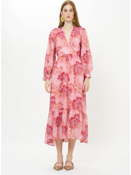 Oliphant Tie Back Maxi | Madrid Blush Gold Lurex