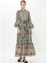 Load image into Gallery viewer, Oliphant Ruffle Collar Bell Maxi | Matera Green