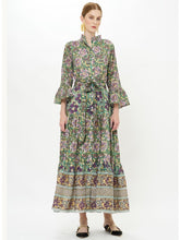 Load image into Gallery viewer, Oliphant Ruffle Collar Bell Maxi | Matera Green