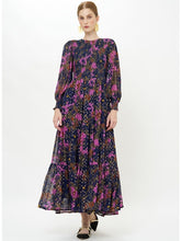 Load image into Gallery viewer, Oliphant Smocked Top Maxi | Suzani Navy