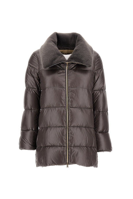 Herno A-Shape Jacket In Nylon & Lady Alternative Fur | Charcoal