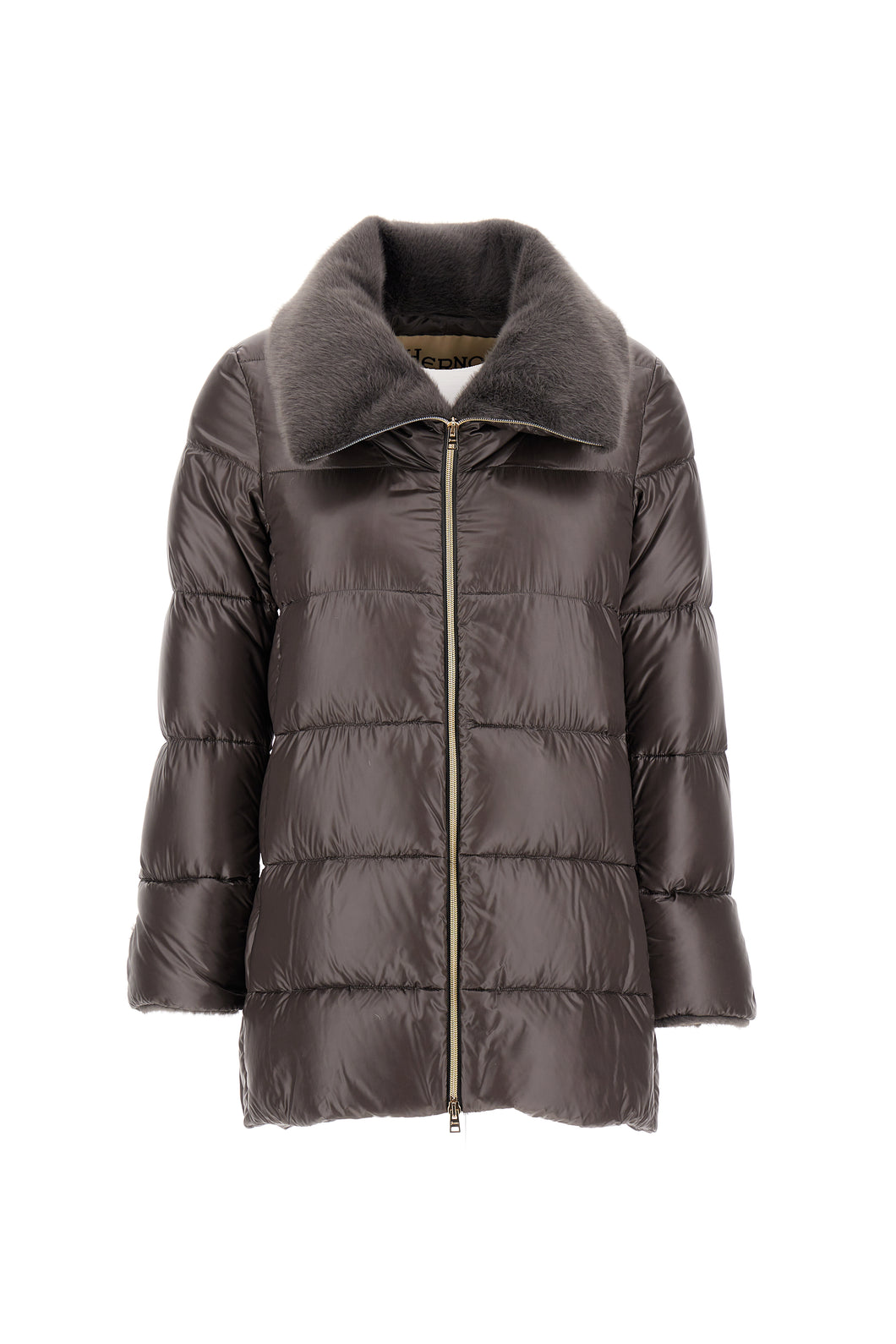 Herno A-Shape Jacket In Nylon & Lady Alternative Fur | Charcoal