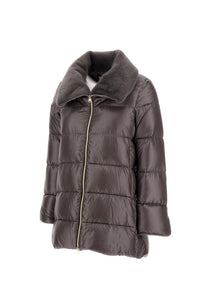 Herno A-Shape Jacket In Nylon & Lady Alternative Fur | Charcoal