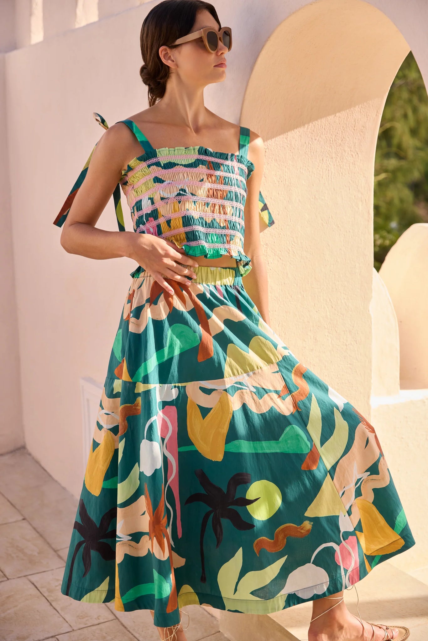 oliphant green dress Oliphant Ruffle Cross Back Midi - Playa Green