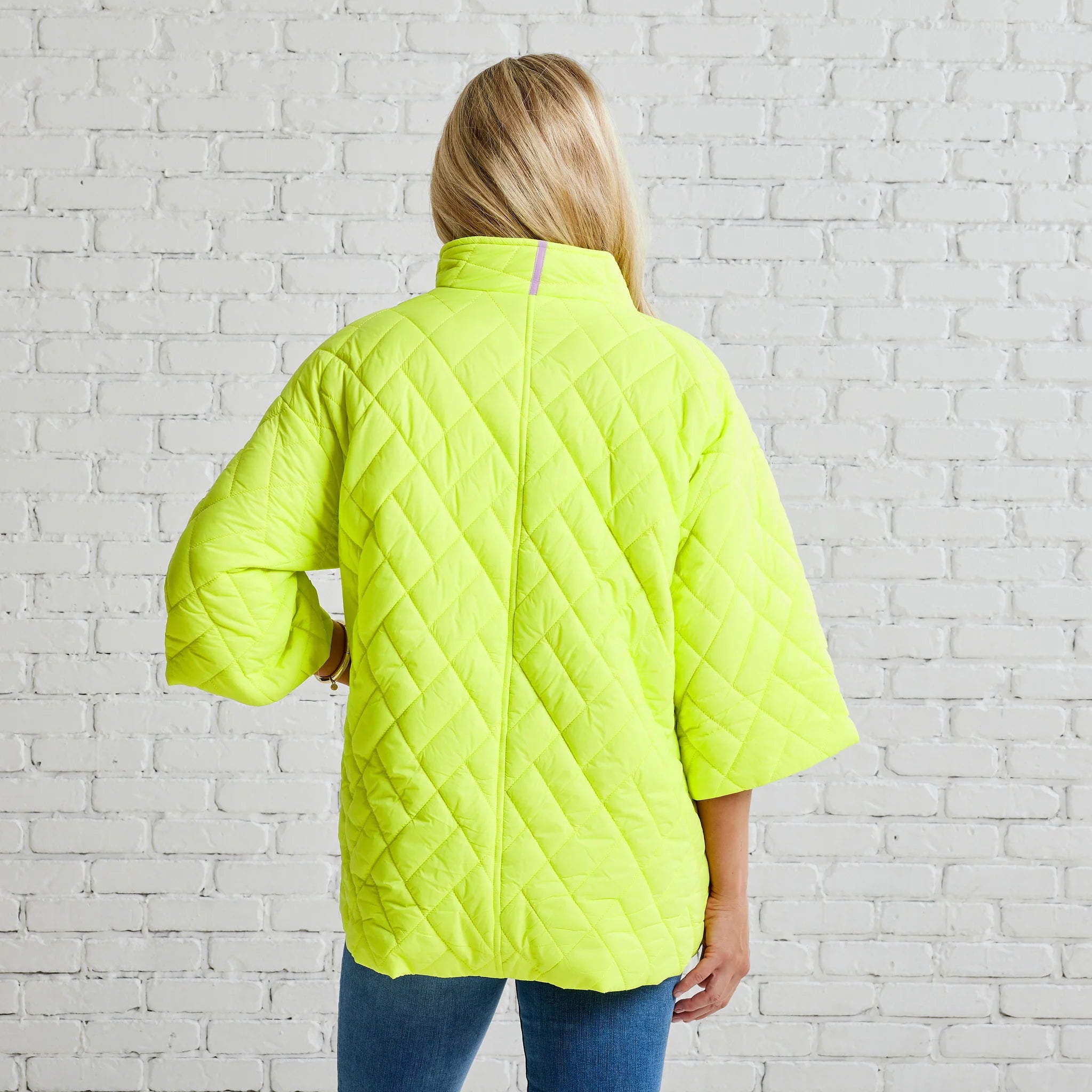 Neon yellow puffer jacket sales