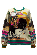 Load image into Gallery viewer, Queen Of Sparkles Vintage Cowboy Santa Christmas Sweatshirt