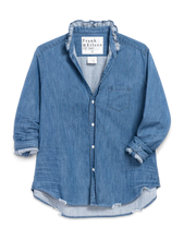 Load image into Gallery viewer, Frank &amp; Eileen | Eileen Ruffle Ruffle Collar Button-Up Shirt | Vintage Stonewash Blue