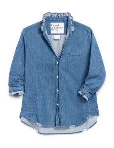 Frank & Eileen | Eileen Ruffle Ruffle Collar Button-Up Shirt | Vintage Stonewash Blue