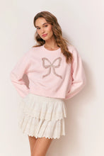 Load image into Gallery viewer, LOVESHACKFANCY Ryan Embellished Bow Fleece Pullover | Wistful Pink