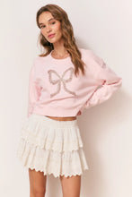 Load image into Gallery viewer, LOVESHACKFANCY Ryan Embellished Bow Fleece Pullover | Wistful Pink
