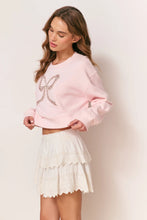 Load image into Gallery viewer, LOVESHACKFANCY Ryan Embellished Bow Fleece Pullover | Wistful Pink