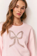 Load image into Gallery viewer, LOVESHACKFANCY Ryan Embellished Bow Fleece Pullover | Wistful Pink