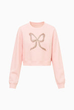 Load image into Gallery viewer, LOVESHACKFANCY Ryan Embellished Bow Fleece Pullover | Wistful Pink
