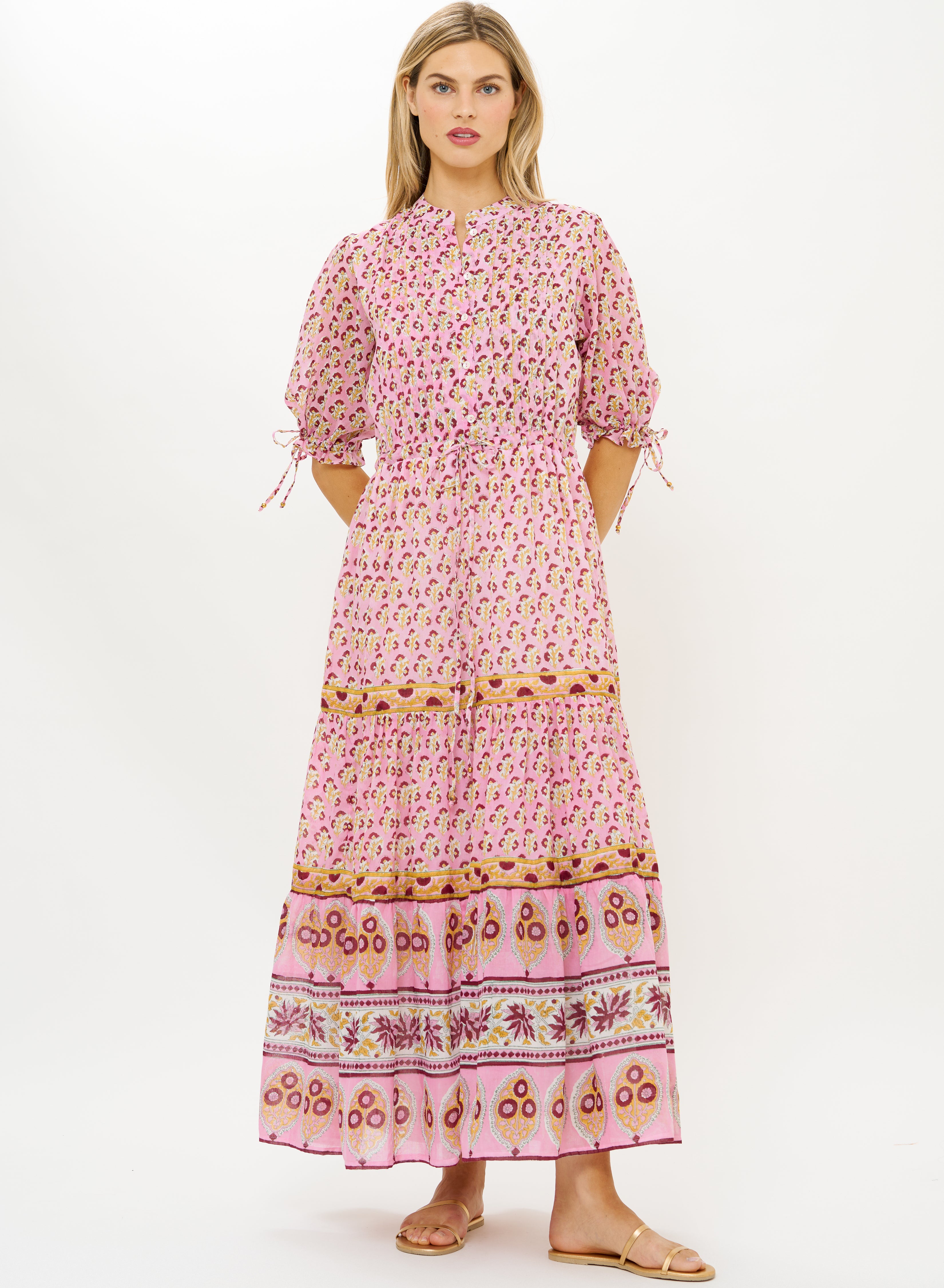 FINAL SALE Oliphant Cinched Pintuck Maxi | Riad Rhubarb – Cat