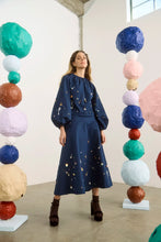 Load image into Gallery viewer, Hunter Bell Ida Skirt | Navy Embellished Midi Skirt