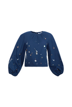 Load image into Gallery viewer, Hunter Bell Rue Blouse | Atelier Splatter Navy