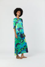 Load image into Gallery viewer, FINAL SALE Ann Mashburn Paige Maxi Dress | Blue &amp; Green Floral Printed Silk Charmeuse