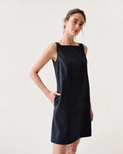 Load image into Gallery viewer, Ann Mashburn Madelyn Dress | Navy Stretch Cotolino