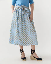 Load image into Gallery viewer, Ann Mashburn Mathilde Skirt French Blue/Tangerine Mixed Floral Printed Poplin