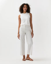 Load image into Gallery viewer, Ann Mashburn Frankie Cropped Pant | Ivory Blue Crinkled Stripe