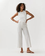 Load image into Gallery viewer, Ann Mashburn Frankie Cropped Pant | Ivory Blue Crinkled Stripe