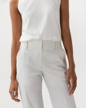 Load image into Gallery viewer, Ann Mashburn Frankie Cropped Pant | Ivory Blue Crinkled Stripe