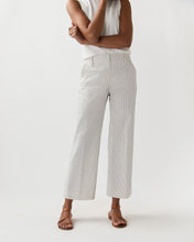 Load image into Gallery viewer, Ann Mashburn Frankie Cropped Pant | Ivory Blue Crinkled Stripe
