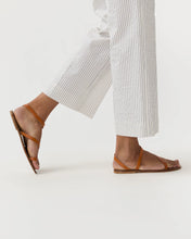 Load image into Gallery viewer, Ann Mashburn Frankie Cropped Pant | Ivory Blue Crinkled Stripe