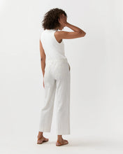Load image into Gallery viewer, Ann Mashburn Frankie Cropped Pant | Ivory Blue Crinkled Stripe