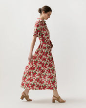Load image into Gallery viewer, Ann Mashburn Short-Sleeved Classic Shirtwaist Maxi Dress | Red Carline Rose Liberty Fabric