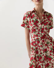 Load image into Gallery viewer, Ann Mashburn Short-Sleeved Classic Shirtwaist Maxi Dress | Red Carline Rose Liberty Fabric