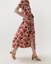 Load image into Gallery viewer, Ann Mashburn Short-Sleeved Classic Shirtwaist Maxi Dress | Red Carline Rose Liberty Fabric