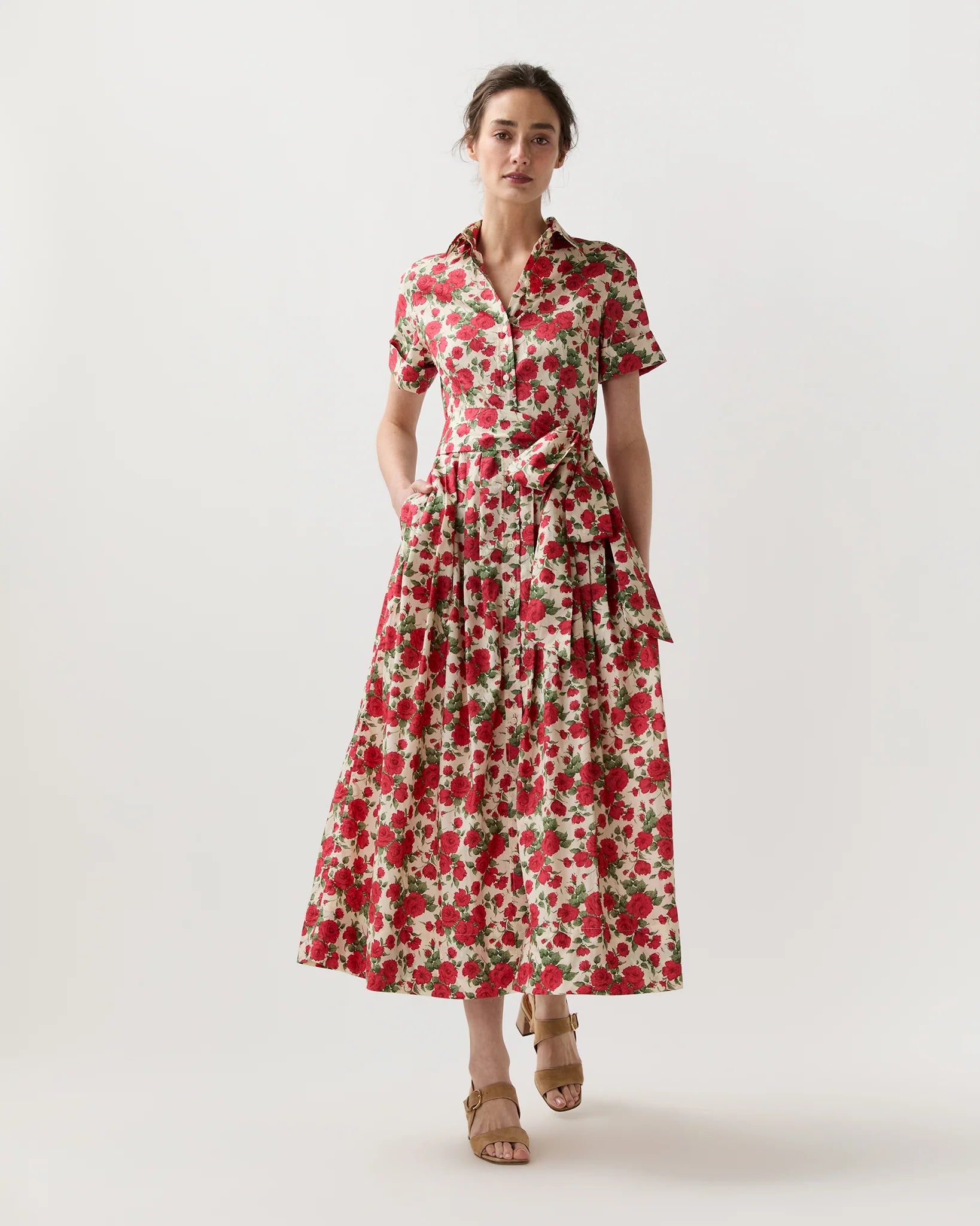 Ann Mashburn Short-Sleeved Classic Shirtwaist Maxi Dress | Red Carline Cat & Kate Boutique Ann Mashburn Short-Sleeved Classic Shirtwaist Maxi Dress | Red Carline Cat & Kate Boutique