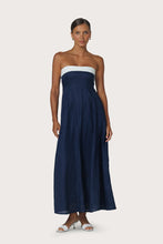 Load image into Gallery viewer, PREORDER Lusana Alora Strapless Linen Maxi Dress | Navy