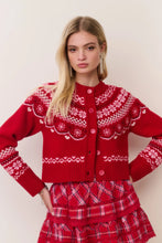 Load image into Gallery viewer, Loveshackfancy Shantae Wool Fair Isle Cardigan | Red Velvet Truffle