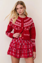 Load image into Gallery viewer, Loveshackfancy Shantae Wool Fair Isle Cardigan | Red Velvet Truffle