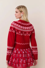 Load image into Gallery viewer, Loveshackfancy Shantae Wool Fair Isle Cardigan | Red Velvet Truffle