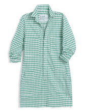 Load image into Gallery viewer, Southern Ireland Dress Utility Dress | Green Gingham Italian Performance Linen