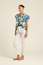 Load image into Gallery viewer, Trovata Clover Blouse | Green House Bloom Border