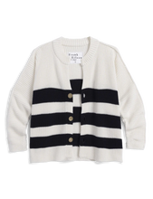 Load image into Gallery viewer, Montecito Cardigan Crew Neck Cardigan | White &amp; Nav Stripe