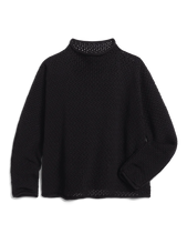 Load image into Gallery viewer, Frank &amp; Eileen Monterey Pointelle Rolled Funnel Neck Sweater | Black