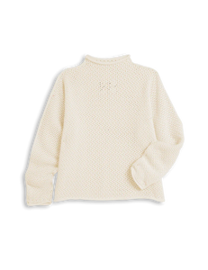 Monterey Pointelle Rolled Funnel Neck Sweater | Ivory