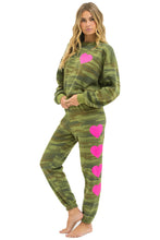 Load image into Gallery viewer, Aviator Nation HEART PRINT RELAXED CREW SWEATSHIRT | CAMO &amp; NEON PINK