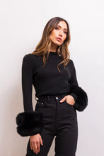 Load image into Gallery viewer, Lisa Maree Samara Removable Fur Cuff Wool Sweater | Black