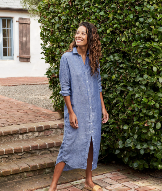Frank & Eileen Rory Maxi Dress | Famous Blue Lived In Linen