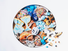Load image into Gallery viewer, Piecework Puzzles Hannukkah Cookie Tin Jigsaw Puzzle