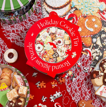 Load image into Gallery viewer, Piecework Puzzles Holiday Cookie Tin Jigsaw Puzzle