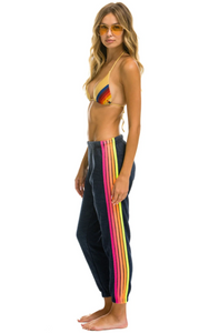 Aviator Nation 5 Stripe Sweatpants | Heather Neon Navy Rainbow