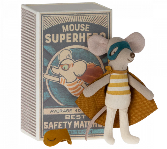Maileg Super Hero Mouse In Matchbox