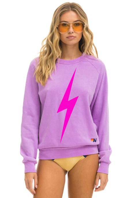Aviator Nation Bolt Crew Sweatshirt | Neon Purple Pink